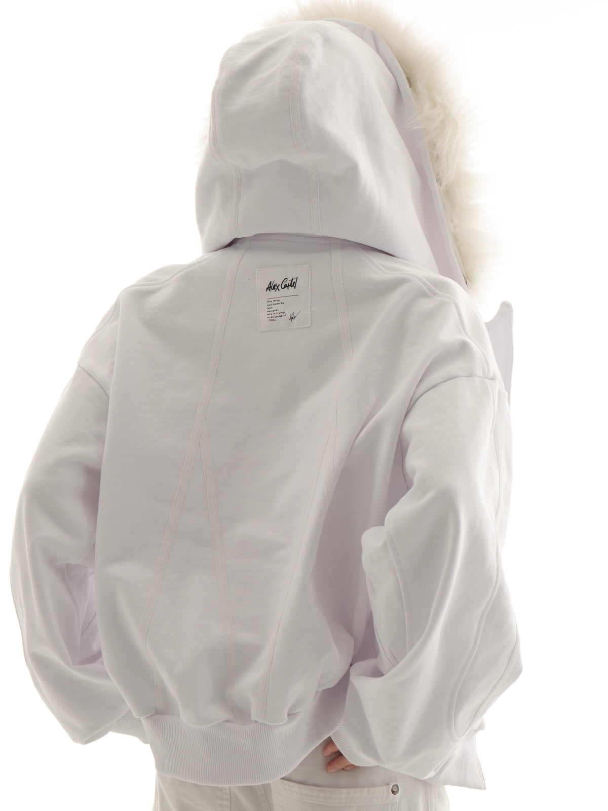 “Dulz” fur zip-hoodie white
