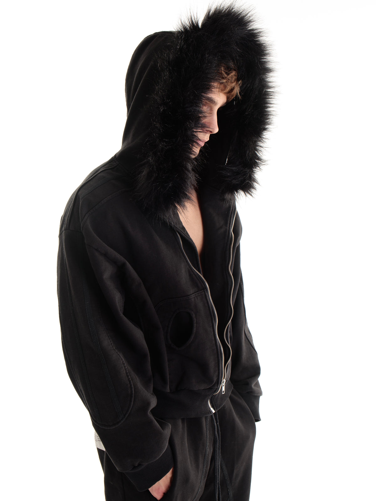 “Dulz” fur zip-hoodie black