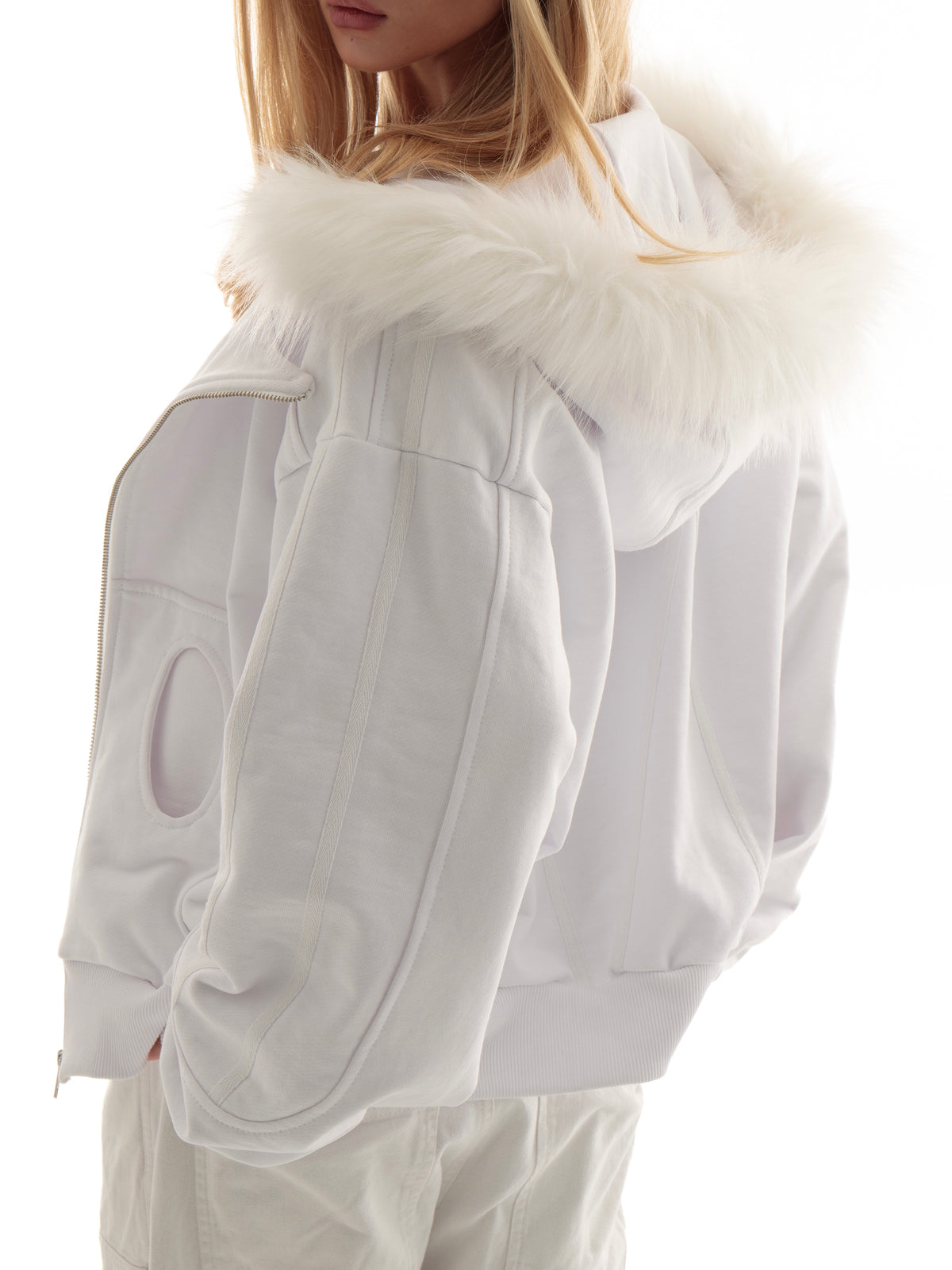 “Dulz” fur zip-hoodie white