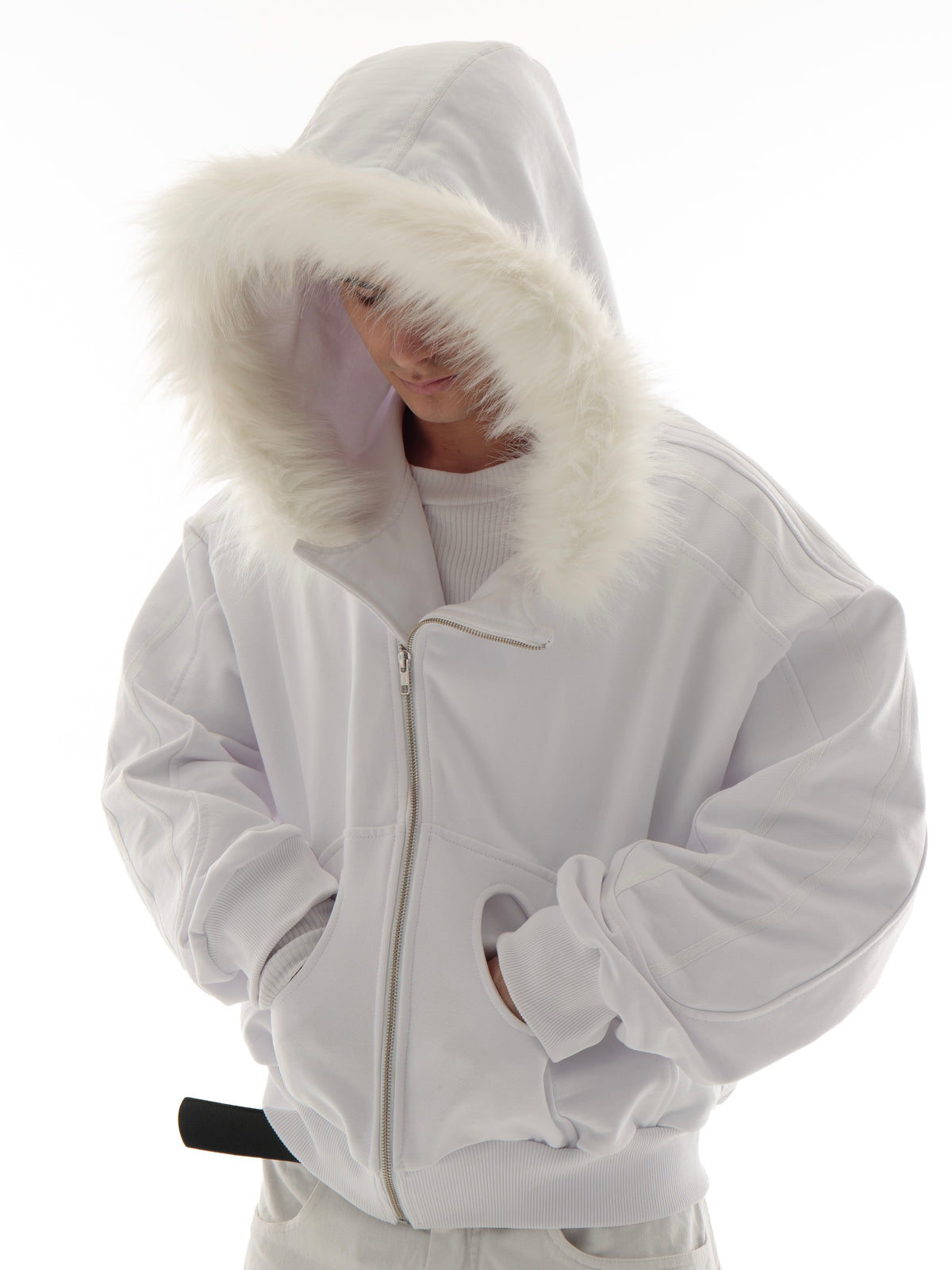 “Dulz” fur zip-hoodie white