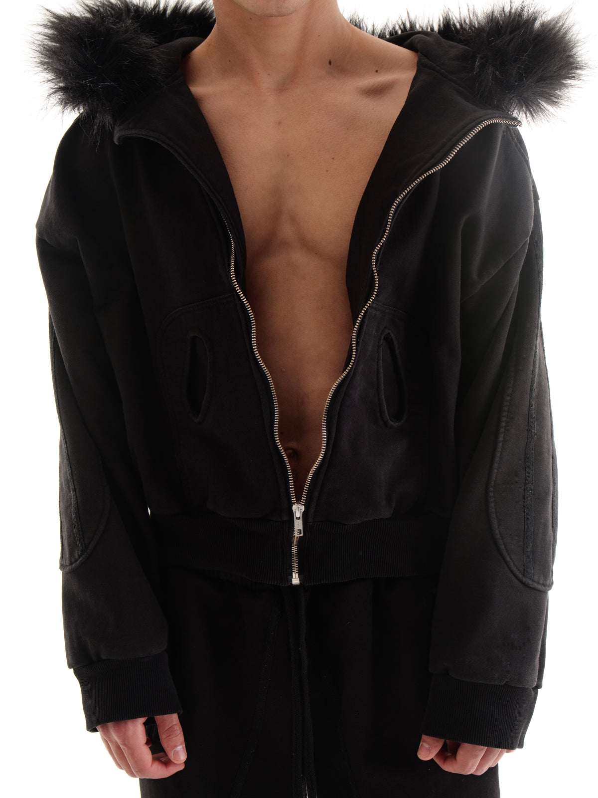 “Dulz” fur zip-hoodie black