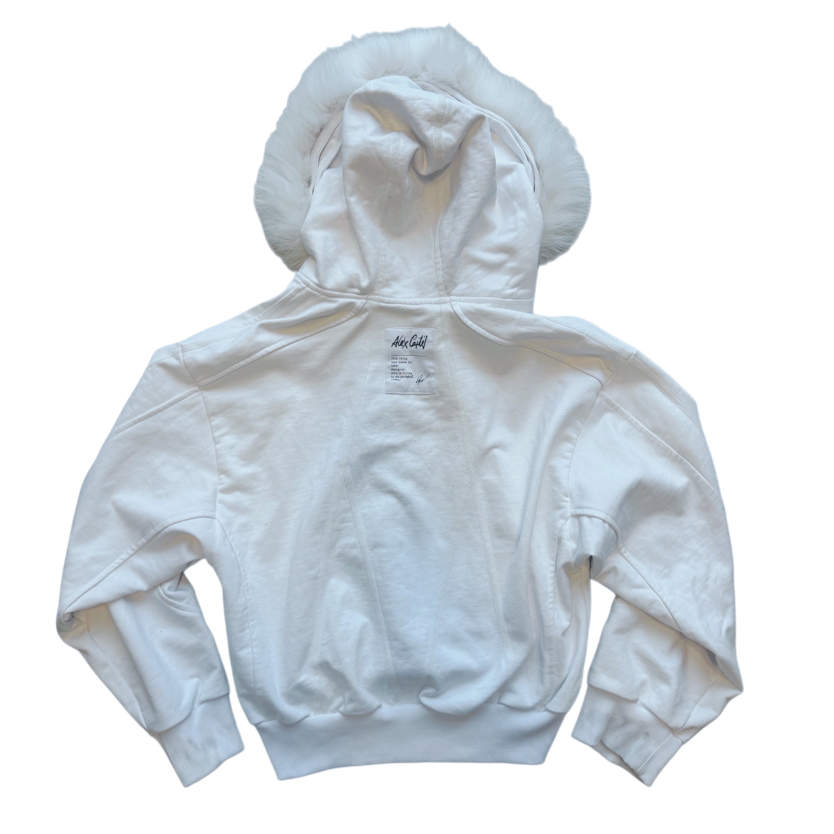 FUR ZIP HOODIE WHITE