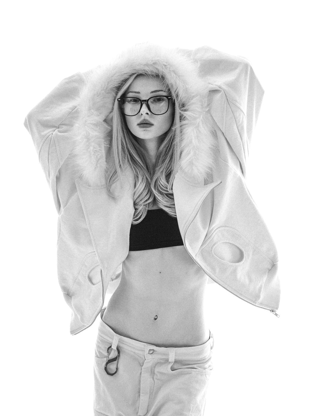 White Dulz fur zip-hoodie