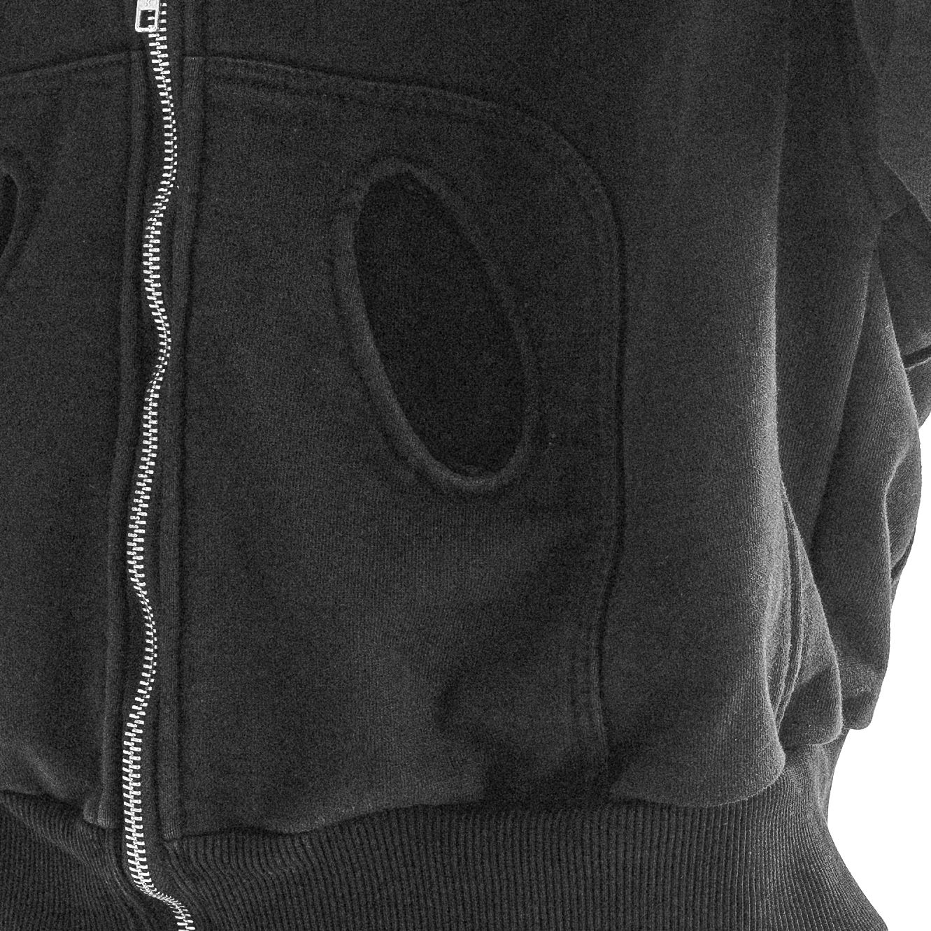 Oval cut-out, black hoodie