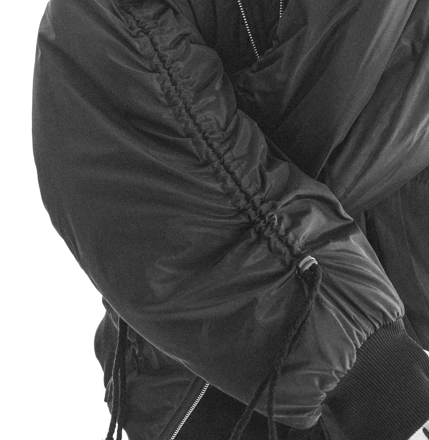 Ruched sleeve and drawcord